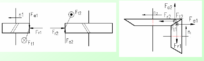 斜齒圓柱齒輪和直齒錐齒輪傳動各分力方向的標示方法